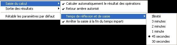 Paramétrage par défaut de la saisie des calculs